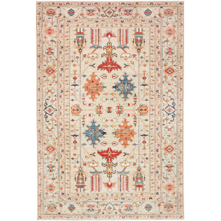 Tappeto Kazak Fine Pakistan Astratto Beige Rosso 200x299 Cm