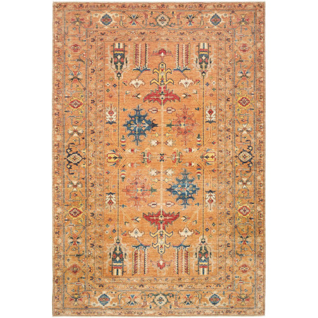 Tappeto Kazak Fine Pakistan Geometrico Terracotta Blu 209x30