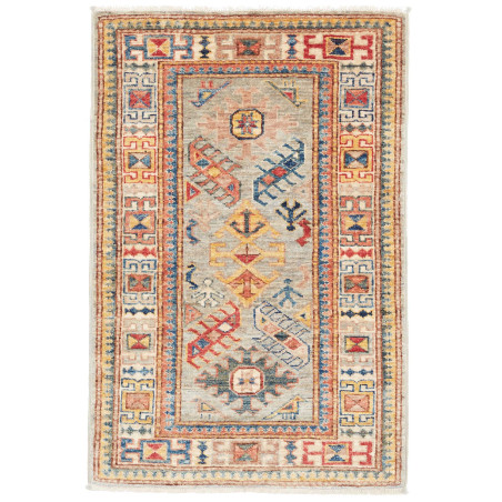 Tappeto Kazak Fine Pakistan Astratto Grigio Multicolore 63x9