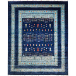 Tappeto Siva Pakistan Astratto Blu Scuro Azzurro Cielo 250x3