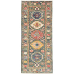 Tappeto Kazak Fine Pakistan Geometrico Verde Petrolio Rosso