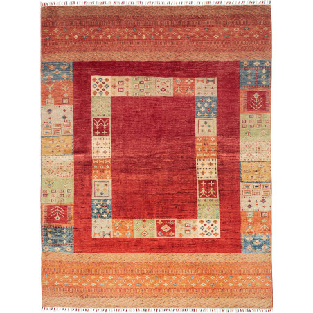 Tappeto Siva Pakistan Geometrico Rosso Arancione 210x280 cm