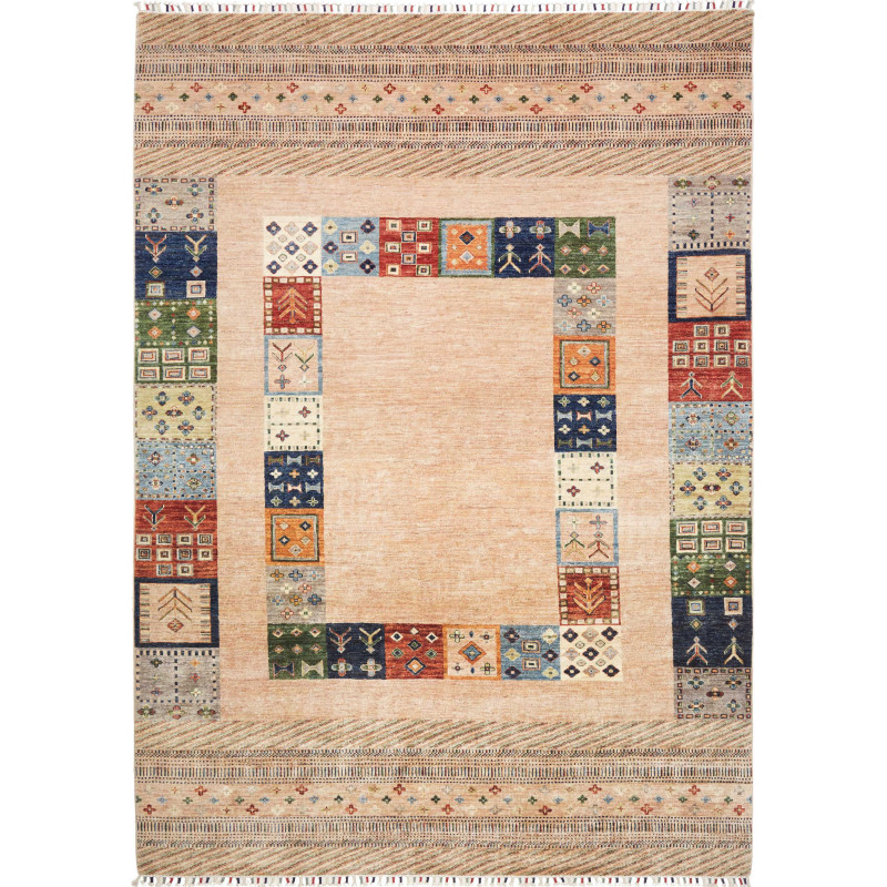 Tappeto Siva Pakistan Geometrico Beige Policromo 214x300 Cm