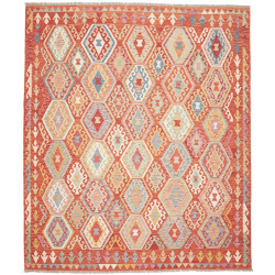 Tappeto Kilim Afghanistan Geometrico Terracotta Multicolore