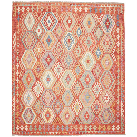 Tappeto Kilim Afghanistan Geometrico Terracotta Multicolore