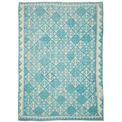 Tappeto Kilim Afghanistan Geometrico Azzurro Avorio 239x339