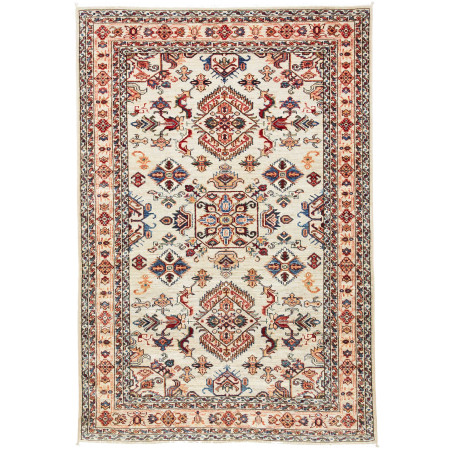 Tappeto Kazak Fine Pakistan Geometrico Crema Rosso 124x183 C
