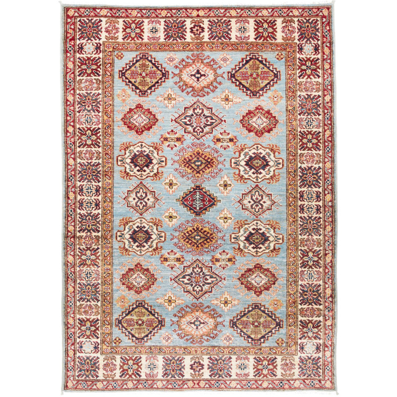 Tappeto Kazak Fine Pakistan Astratto Azzurro Rosso 127x184 C