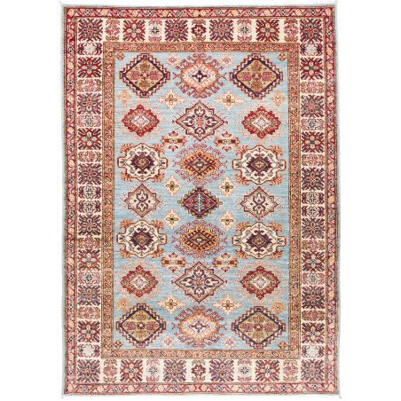 Tappeto Kazak Fine Pakistan Astratto Azzurro Rosso 127x184 C