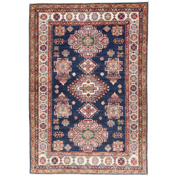 Tappeto Kazak Fine Pakistan Medaglione Blu Rosso 127x182 Cm