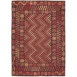 Tappeto Kilim Afghanistan Astratto Antracite Rosso Arancio 2