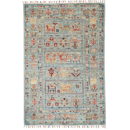 Tappeto Rubin Pakistan Geometrico Azzurro Grigio 80x120 Cm