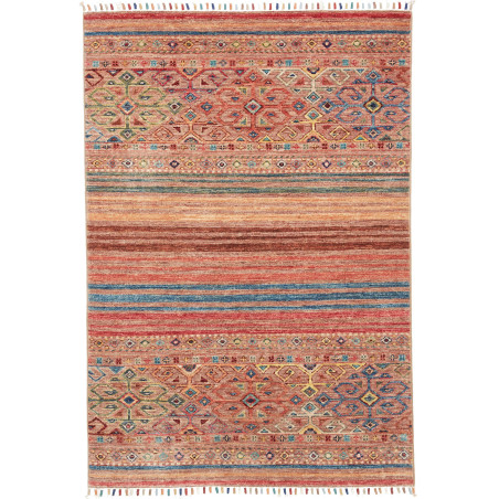 Tappeto Rubin Pakistan Geometrico Terracotta Blu 100x146 Cm