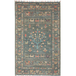 Tappeto Rubin Pakistan Geometrico Verde Petrolio Multicolore