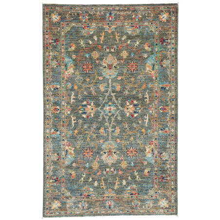 Tappeto Zigler Fine Pakistan Floreale Verde Petrolio Oro 97x