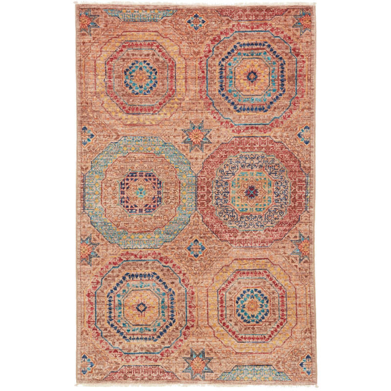 Tappeto Mamlouk Pakistan Geometrico Terracotta Blu 80x126 Cm