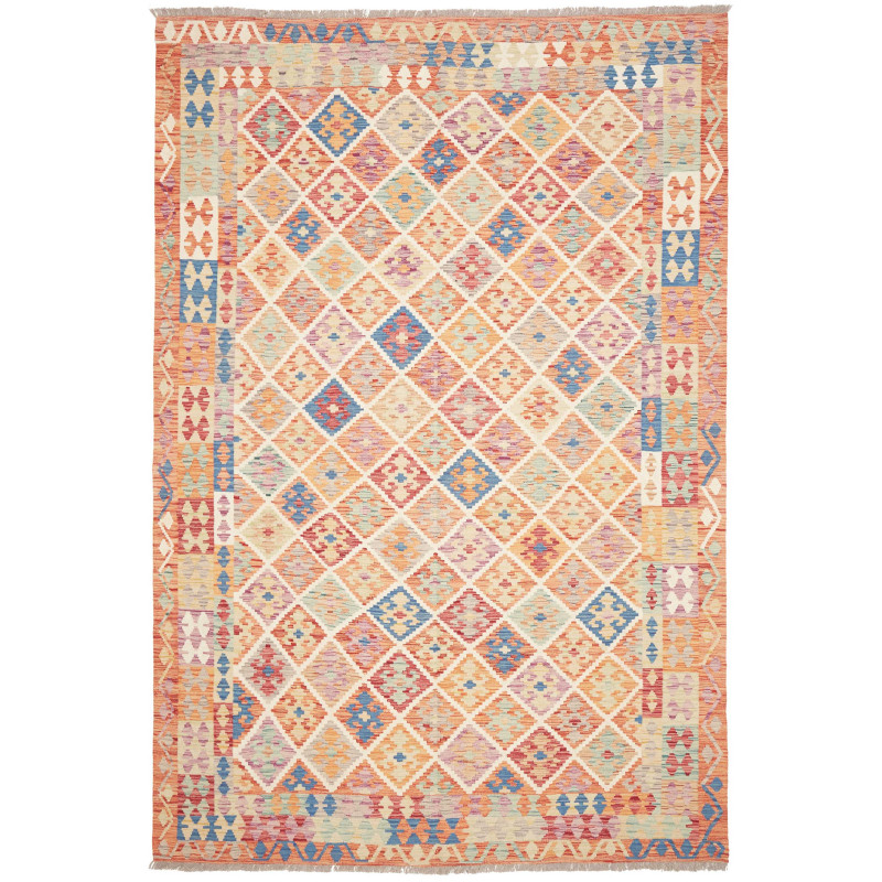 Tappeto Kilim Afghanistan Geometrico Multicolore Pastello 20