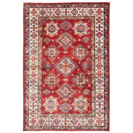 Tappeto Kazak Fine Pakistan Geometrico Rosso Crema 100x148 C
