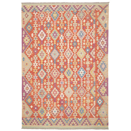 Tappeto Kilim Afghanistan Astratto Arancione Policromo 201x2