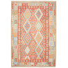 Tappeto Kilim Afghanistan Geometrico Terracotta Celeste 209x