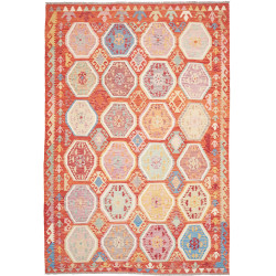 Tappeto Kilim Afghanistan Astratto Arancio Multicolor Pastel