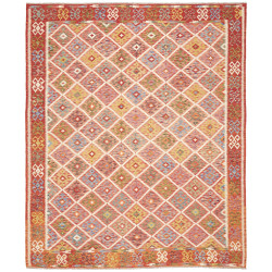 Tappeto Kilim Afghanistan Astratto Rosso Multicolore 248x294