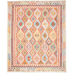 Tappeto Kilim Afghanistan Geometrico Arancione Multicolore 2