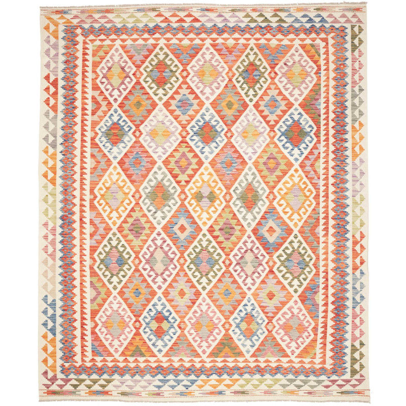 Tappeto Kilim Afghanistan Geometrico Arancione Multicolore 2