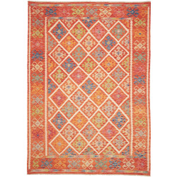 Tappeto Kilim Afghanistan Geometrico Arancio Policromo 209x2