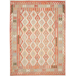 Tappeto Kilim Afghanistan Geometrico Arancio Beige 207x290 C