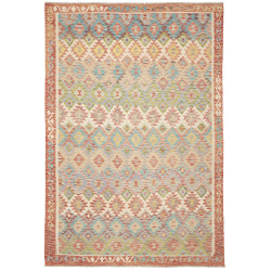 Tappeto Kilim Afghanistan Geometrico Beige Multicolor 196x29