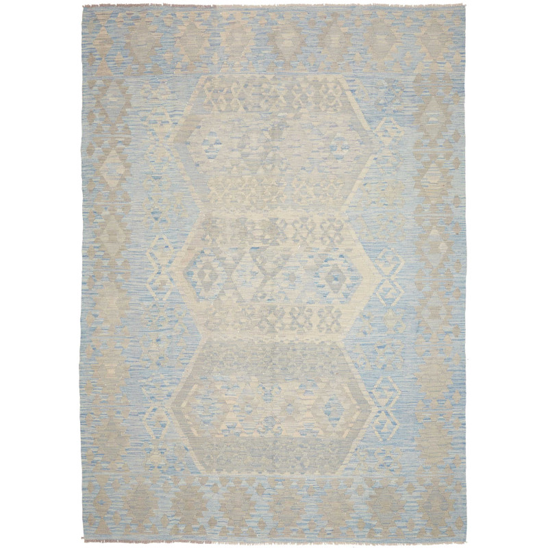 Tappeto Kilim Afghanistan Geometrico Azzurro Beige 211x290 C