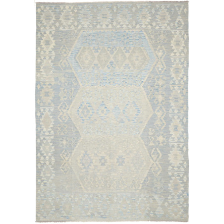 Tappeto Kilim Afghanistan Tribale Azzurro Beige Chiaro 206x2