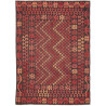 Tappeto Kilim Afghanistan Geometrico Rosso Nero 207x292 Cm