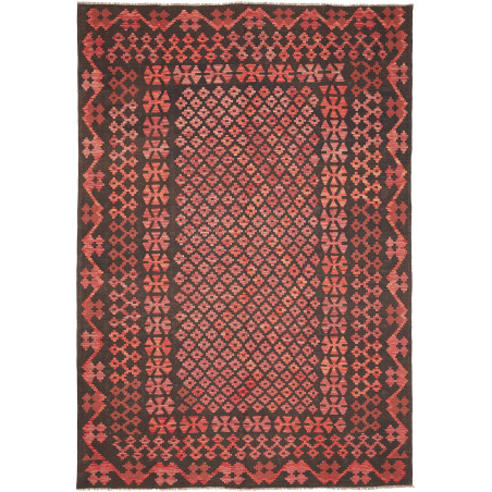 Tappeto Kilim Afghanistan Geometrico Rosso Terra Scuro 203x2