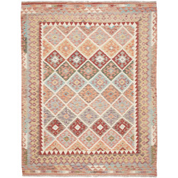 Tappeto Kilim Afghanistan Astratto Multicolore Pastello 198x