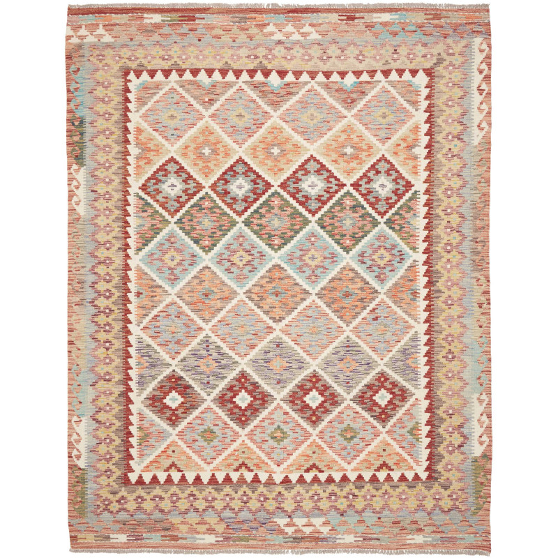 Tappeto Kilim Afghanistan Astratto Multicolore Pastello 198x