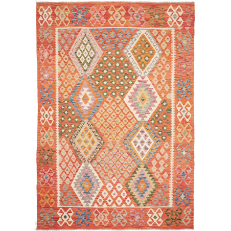 Tappeto Kilim Afghanistan Geometrico Arancione Policromo 209