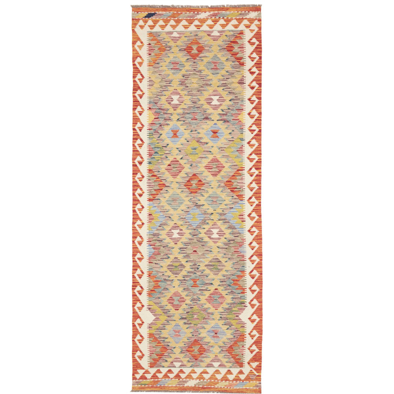 Tappeto Kilim Afghanistan Geometrico Arancio Beige 79x245 Cm