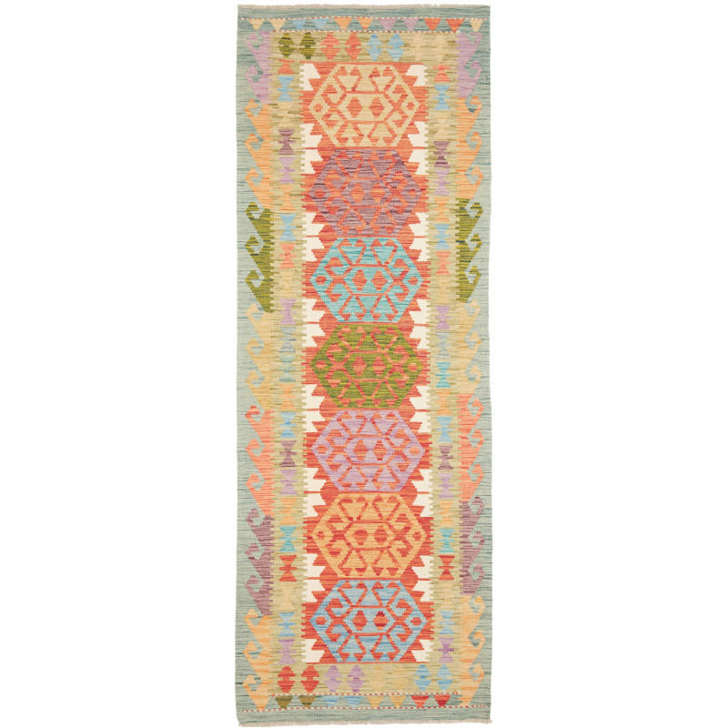 Tappeto Kilim Afghanistan Astratto Multicolor Pastello 85x24