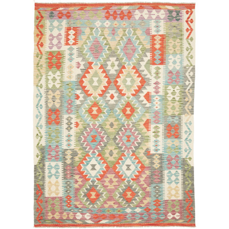 Tappeto Kilim Afghanistan Geometrico Multicolore Vivace 171x