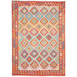 Tappeto Kilim Afghanistan Astratto Multicolore Vivace 175x24