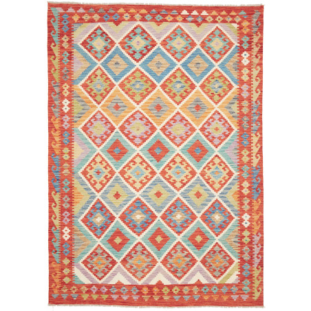 Tappeto Kilim Afghanistan Astratto Multicolore Vivace 175x24