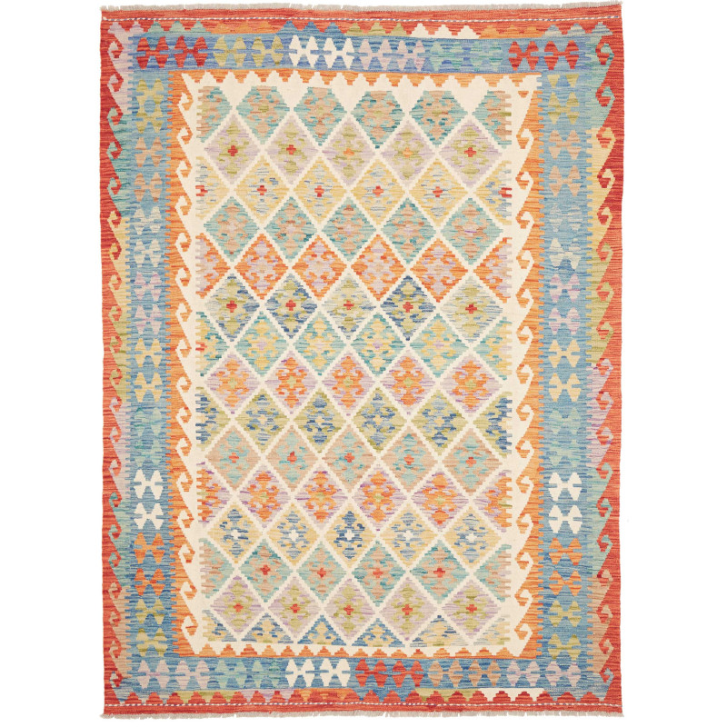 Tappeto Kilim Afghanistan Geometrico Multicolore Pastello 17
