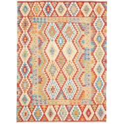 Tappeto Kilim Afghanistan Geometrico Multicolore Rosso 177x2