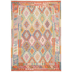 Tappeto Kilim Afghanistan Astratto Multicolore Vivace 181x25