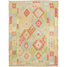 Tappeto Kilim Afghanistan Geometrico Verde Rosa 182x245 Cm