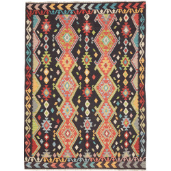 Tappeto Kilim Afghanistan Geometrico Scuro Multicolore 168x2