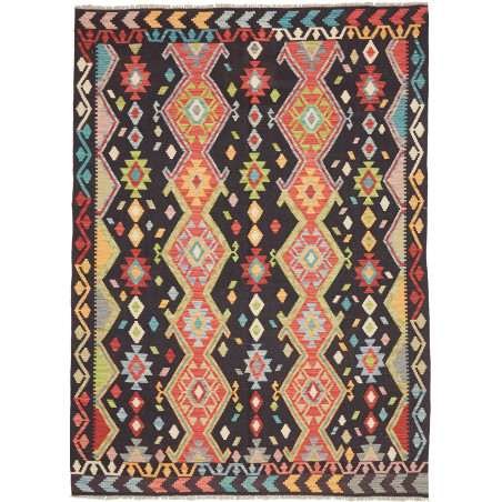 Tappeto Kilim Afghanistan Geometrico Scuro Multicolore 168x2