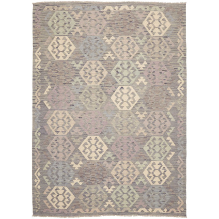 Tappeto Kilim Afghanistan Astratto Grigio Beige 177x239 Cm